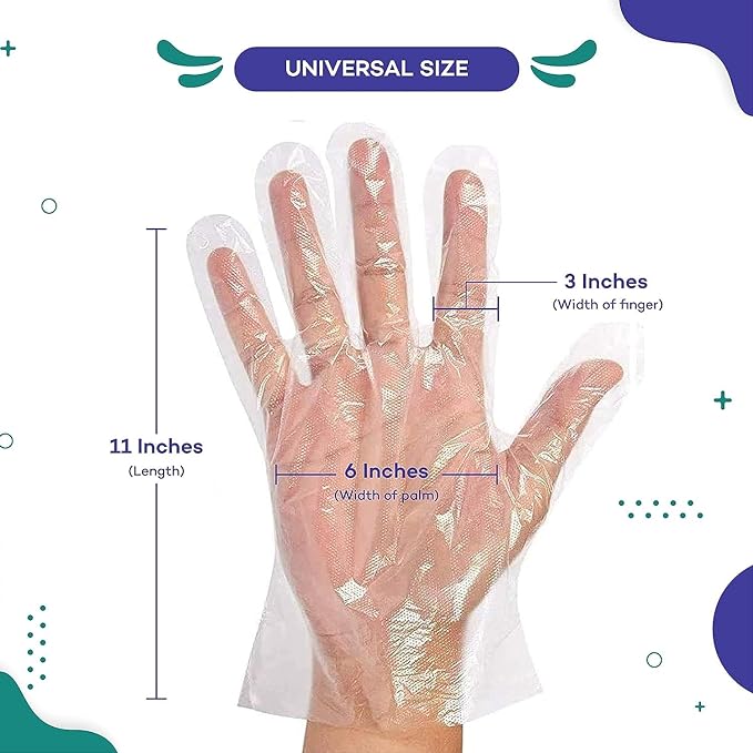 SEZNIK Biodegradable Food Grade Disposable Hand Gloves | Transparent & Disposable Gloves | Universal Size Gloves | For Gardening, Cleaning, Food Handling, Cooking and Public Areas (Universal, 500)