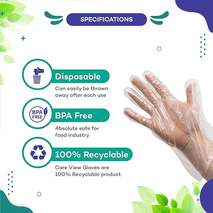 SEZNIK Biodegradable Food Grade Disposable Hand Gloves | Transparent & Disposable Gloves | Universal Size Gloves | For Gardening, Cleaning, Food Handling, Cooking and Public Areas (Universal, 500)