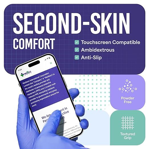SEZNIK Nitrile Gloves Powder Free | Latex Free | Quality Stretch | Water and Tear Resistant | Ambidextrous, (Large, Pack of 100 pcs)