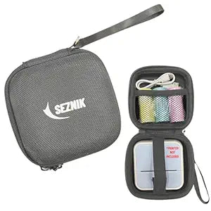 SEZNIK Portable Carrying Case for Mini Printer, Camera, Receipt Printer, Multi Purpose Travel Organizer for Earphones, USB Drives, Memory Cards, and Cables Bag (Grey)