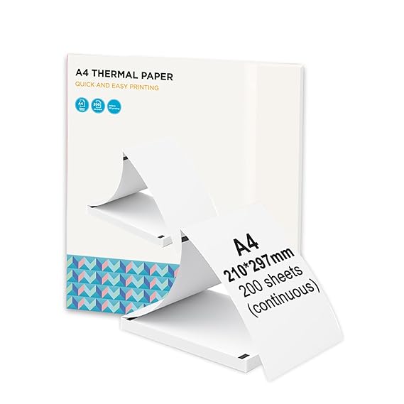 Seznik A4 Thermal Papers, Printing Paper, 210 mm width, 200 Sheets, 8 inch Paper for A4 Portable Thermal Printer (A4 Thermal Paper)