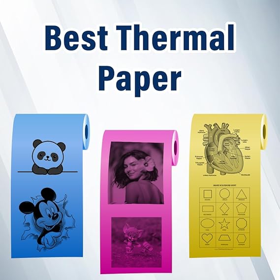 Non Sticky Thermal Paper Rolls, Non Adhesive Continuous 57mm Width Thermal Paper, 2 inch Thermal Paper for Mini Thermal Printer (MultiColour-57mm Width - Continuous Non Sticky Roll-Pack of 6)