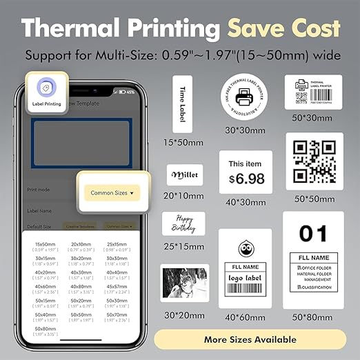 Tej Bluetooth Mini Thermal Label Printer for Business Office Home Students | Inkless Thermal | Mobile, Desktop Compatible | 58 mm (2 inches) | 1 Year Warranty (Tej Label Printer)
