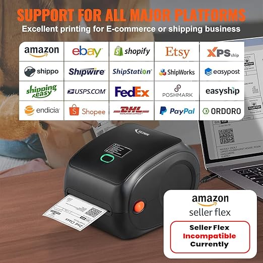Shakti Shipping Label Printer | 4×6 Label & Adjustable Label Size Print | Bluetooth, USB Connect| Inkless Thermal | Print from Mobile, Laptop| Does Not Support Seller Flex | 1Year Warranty