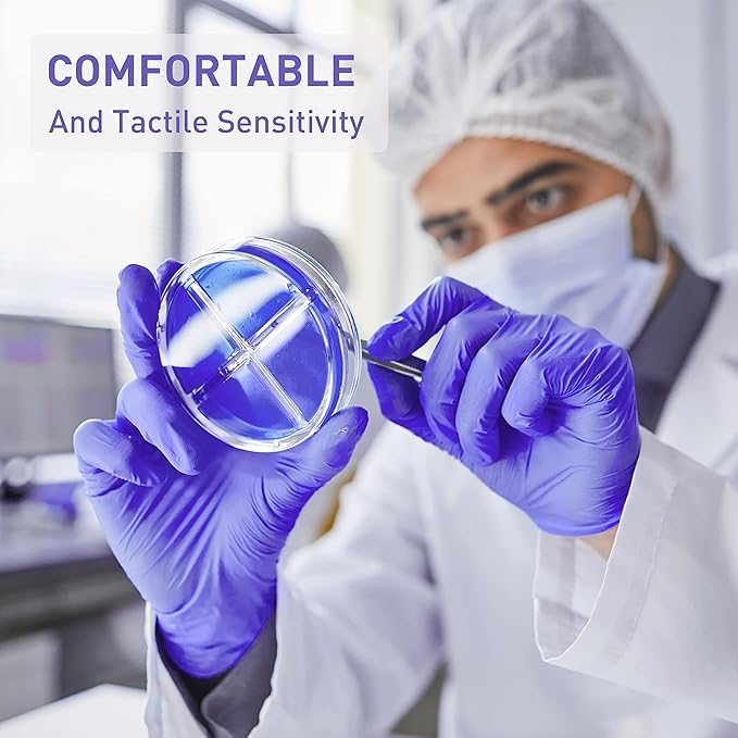 SEZNIK Nitrile Gloves Powder Free | Latex Free | Quality Stretch | Water and Tear Resistant | Ambidextrous, (Large, Pack of 100 pcs)
