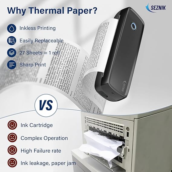Seznik A4 Thermal Paper Roll, Printing Paper, 210 x Φ30mm, 2 Rolls, 8 inch Paper for A4 Portable Thermal Printer (A4 Rolled Thermal Paper)