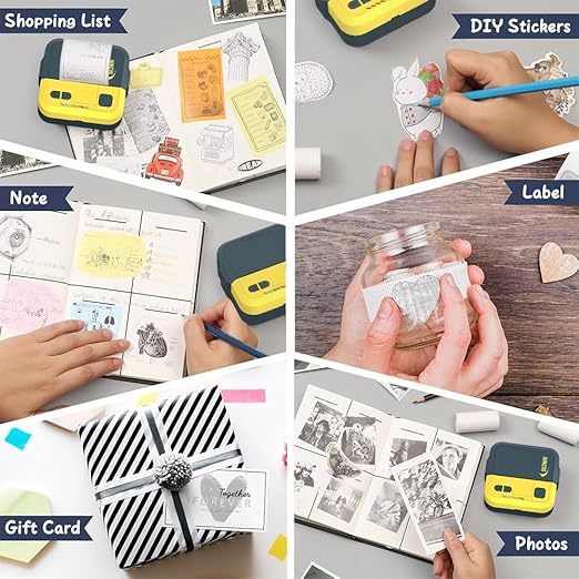 SEZNIK Mini Printer, Inkless, Thermal, Bluetooth, Portable Printer, Compatible Android, iOS Mobile. 1 Year Warranty (Echo-GoldenYellow)