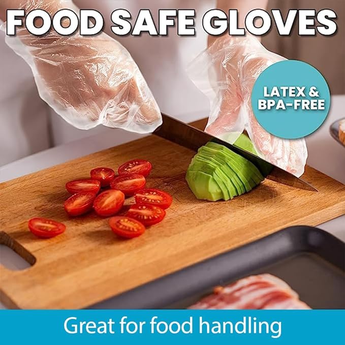 SEZNIK Biodegradable Food Grade Disposable Hand Gloves | Transparent & Disposable Gloves | Universal Size Gloves | For Gardening, Cleaning, Food Handling, Cooking and Public Areas (Universal, 500)