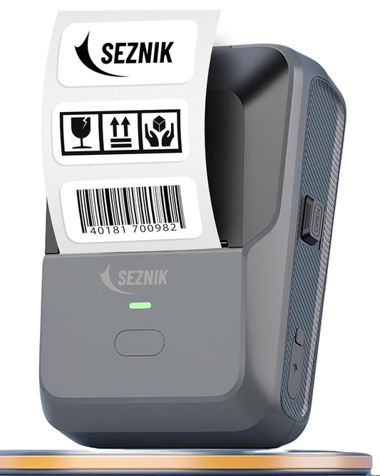 SEZNIK Bluetooth Mini Thermal Printer for Business Office Home Students | Inkless Thermal Receipt Printer | Mobile, Desktop Compatible | 58 mm (2 inches) | 1 Year Warranty (SZ-LD0801-GREY)