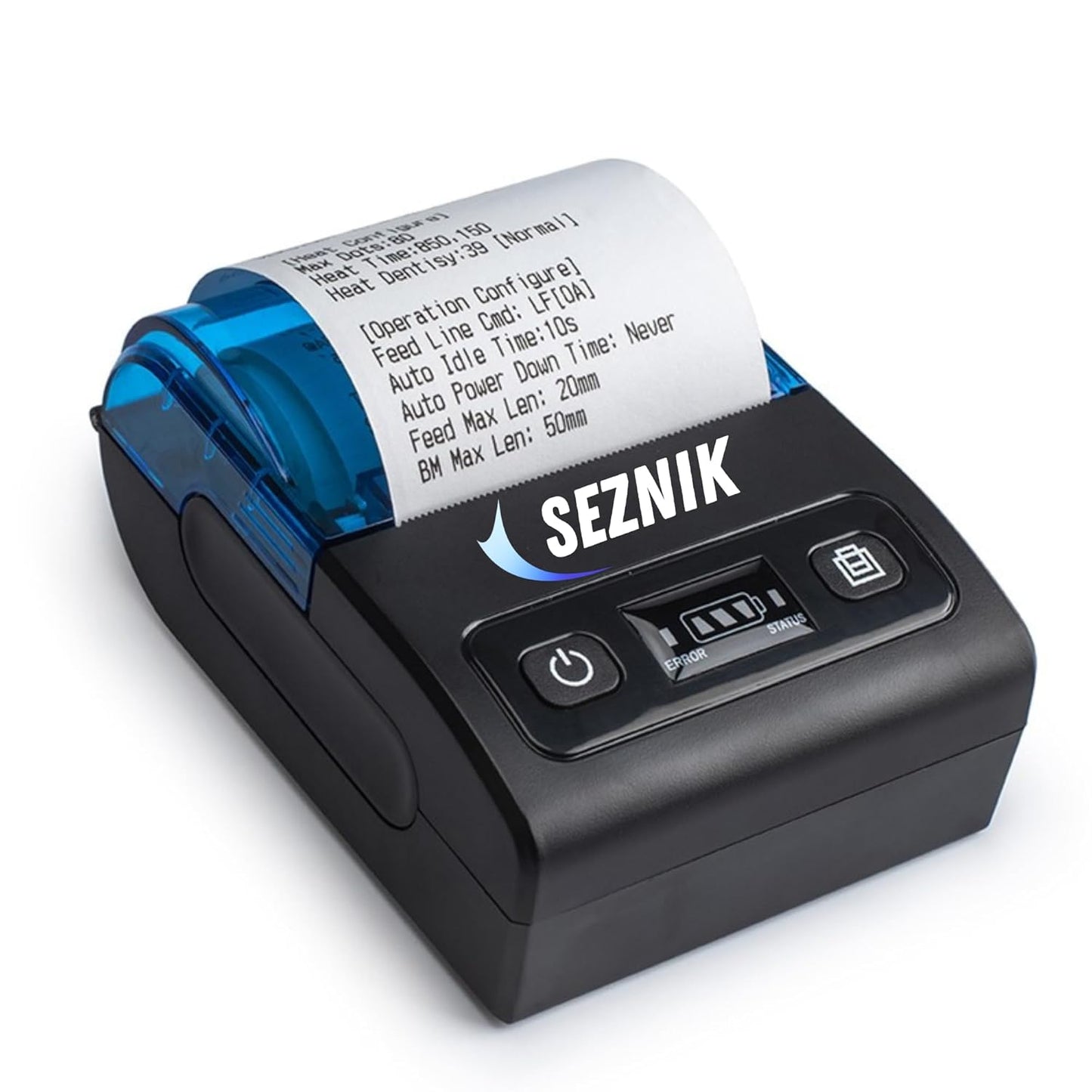 SEZNIK Bluetooth Receipt Printer 58 mm | Rechargeble Inkless Thermal Receipt Printer | Mobile, Desktop Compatible (Receipt Printer - 1)