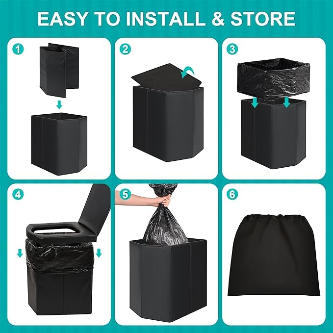 SEZNIK Portable Toilet | Foldable, Easy to Carry Commode For Traveling & Indoor | Stool Chair for Kids, Elders & Adults | Foldable Toilet For Adult