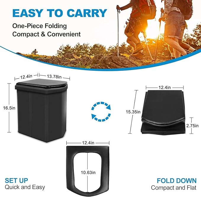 SEZNIK Portable Toilet | Foldable, Easy to Carry Commode For Traveling & Indoor | Stool Chair for Kids, Elders & Adults | Foldable Toilet For Adult