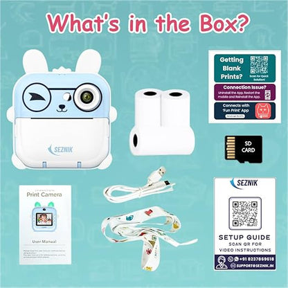 SEZNIK Mini Camera Printer, Click Photo Print, Inkless Bluetooth HD Print | Compatible with Android, iOS Mobile. Instant Print Pictures, Labels | 1 Year Warranty by SEZNIK (Mini-B40-Blue)