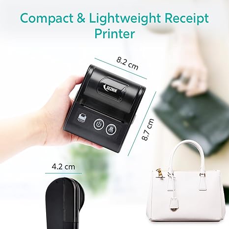 Veer Bluetooth+USB Thermal Receipt Printer 58 mm | Rechargeable Inkless | Mobile, Desktop Compatible (Veer - Receipt Printer)