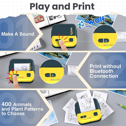 SEZNIK Mini Printer, Inkless, Thermal, Bluetooth, Portable Printer, Compatible Android, iOS Mobile. 1 Year Warranty (Echo-GoldenYellow)