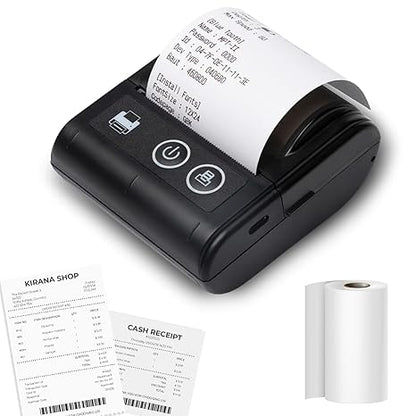 Veer Bluetooth+USB Thermal Receipt Printer 58 mm | Rechargeable Inkless | Mobile, Desktop Compatible (Veer - Receipt Printer)