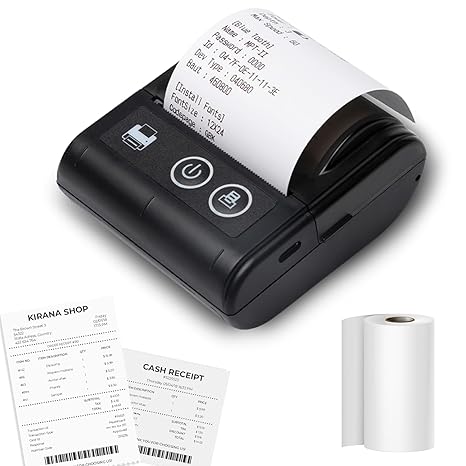 Veer Bluetooth+USB Thermal Receipt Printer 58 mm | Rechargeable Inkless | Mobile, Desktop Compatible (Veer - Receipt Printer)