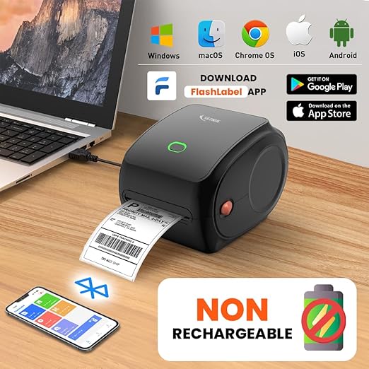 Shakti Shipping Label Printer | 4×6 Label & Adjustable Label Size Print | Bluetooth, USB Connect| Inkless Thermal | Print from Mobile, Laptop| Does Not Support Seller Flex | 1Year Warranty