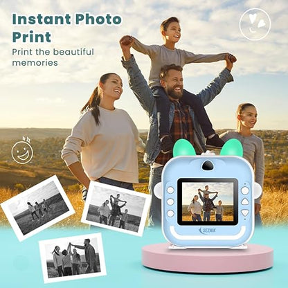 SEZNIK Mini Camera Printer, Click Photo Print, Inkless Bluetooth HD Print | Compatible with Android, iOS Mobile. Instant Print Pictures, Labels | 1 Year Warranty by SEZNIK (Mini-B40-Blue)