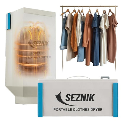 SEZNIK Portable Clothes Dryer, Compact Electric, UV Sterilizer, Wrinkle Remover with PTC Heating & Timer | Foldable, Hangable Dryer | Quick Drying for Home and Travel Use (SZ-CD07)