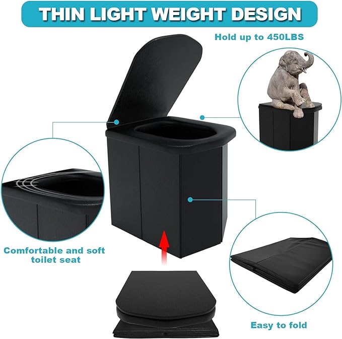 SEZNIK Portable Toilet | Foldable, Easy to Carry Commode For Traveling & Indoor | Stool Chair for Kids, Elders & Adults | Foldable Toilet For Adult