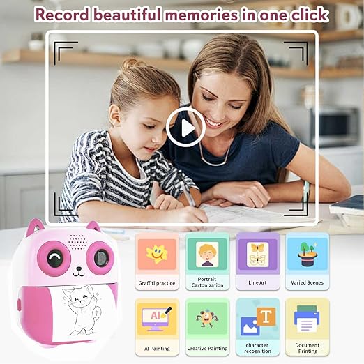 SEZNIK Mini Camera Printer, Click Photo Print, Inkless, Bluetooth HD Print, Android, iOS. Instant Print (Neo-Blue)