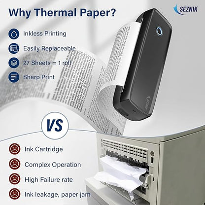 Seznik A4 Thermal Paper Roll, Printing Paper, 210 x Φ30mm, 2 Rolls, 8 inch Paper for A4 Portable Thermal Printer (A4 Rolled Thermal Paper)