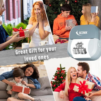 SEZNIK Mini Printer, Inkless, Thermal, Bluetooth, Portable Printer, Compatible Android, iOS Mobile. 1 Year Warranty (EON-PhantomBlue)