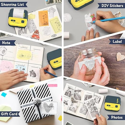 SEZNIK Mini Printer, Inkless, Thermal, Bluetooth, Portable Printer, Compatible Android, iOS Mobile. 1 Year Warranty (Echo-GoldenYellow)