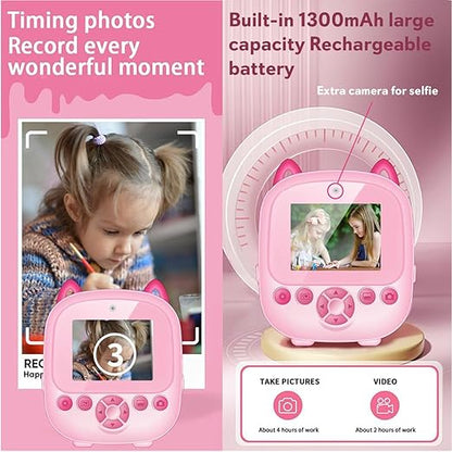 SEZNIK Mini Camera Printer, Click Photo Print, Inkless, Bluetooth HD Print, Android, iOS. Instant Print (Neo-Pink)