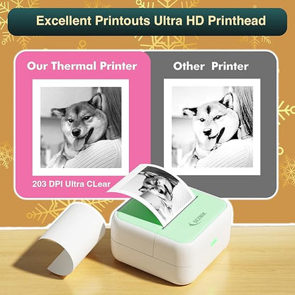 SEZNIK Mini Printer, Inkless, Thermal, Bluetooth, Portable Printer, Compatible Android, iOS Mobile. 1 Year Warranty (MiniX-Green)