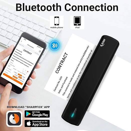Portable A4 Printer, Bluetooth, Inkless Thermal Printer | USB, Bluetooth Compatible with Android iOS Laptop | 1 Year Warranty (Lite-203DPI-Black)