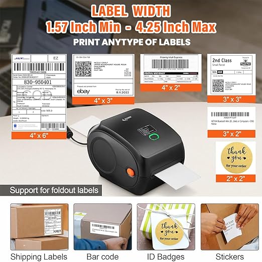 Shakti Shipping Label Printer | 4×6 Label & Adjustable Label Size Print | Bluetooth, USB Connect| Inkless Thermal | Print from Mobile, Laptop| Does Not Support Seller Flex | 1Year Warranty