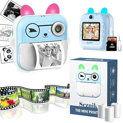 SEZNIK Mini Camera Printer, Click Photo Print, Inkless Bluetooth HD Print | Compatible with Android, iOS Mobile. Instant Print Pictures, Labels | 1 Year Warranty by SEZNIK (Mini-B40-Blue)