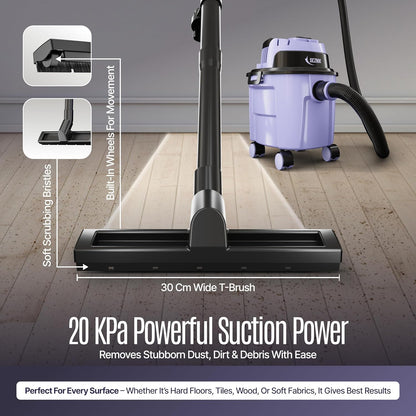SEZNIK Mighty Wet and Dry Vacuum Cleaner for Home | Spot Cleaning & Blowing | 1300Watt, 20KPA Suction | 9 Attachments | 6m BIS Cord | Includes Free 1 Year Maintenance Kit Worth ₹2699 | 1 Year Warranty