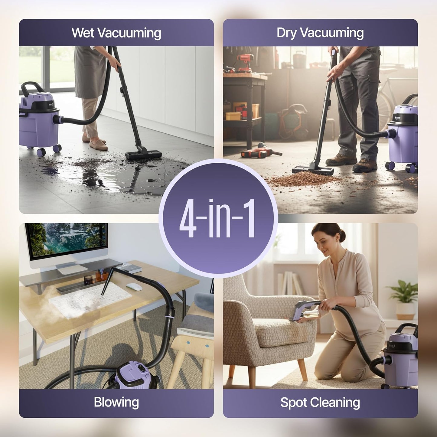 SEZNIK Mighty Wet and Dry Vacuum Cleaner for Home | Spot Cleaning & Blowing | 1300Watt, 20KPA Suction | 9 Attachments | 6m BIS Cord | Includes Free 1 Year Maintenance Kit Worth ₹2699 | 1 Year Warranty