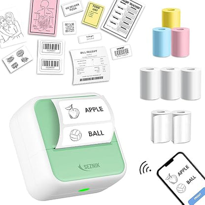 SEZNIK Mini Printer, Inkless, Thermal, Bluetooth, Portable Printer, Compatible Android, iOS Mobile. 1 Year Warranty (MiniX-Green)
