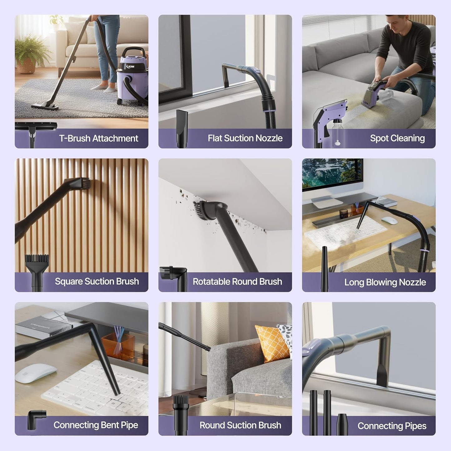 SEZNIK Mighty Wet and Dry Vacuum Cleaner for Home | Spot Cleaning & Blowing | 1300Watt, 20KPA Suction | 9 Attachments | 6m BIS Cord | Includes Free 1 Year Maintenance Kit Worth ₹2699 | 1 Year Warranty